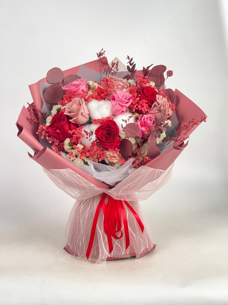 Akane - Red Preserved Flower Bouquet - Flowers - Grand - Preserved Flowers & Fresh Flower Florist Gift Store