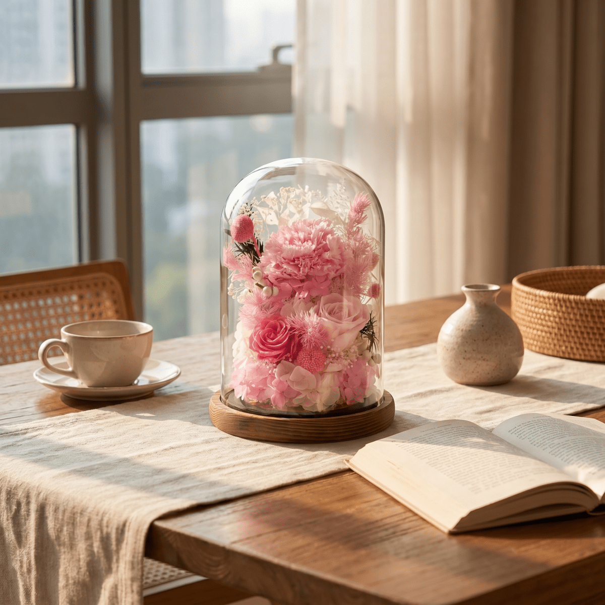 Carnation Bell Dome - Dark Pink - Flowers - Preserved Flowers & Fresh Flower Florist Gift Store