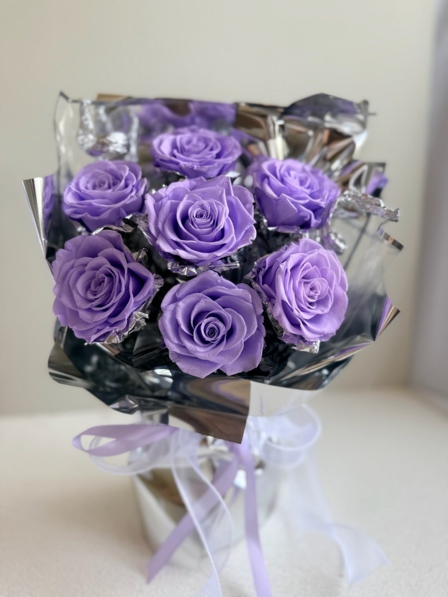 Galaxy 7 Rose Preserved Flower Bouquet - Flowers - Galaxy - purple - Preserved Flowers & Fresh Flower Florist Gift Store