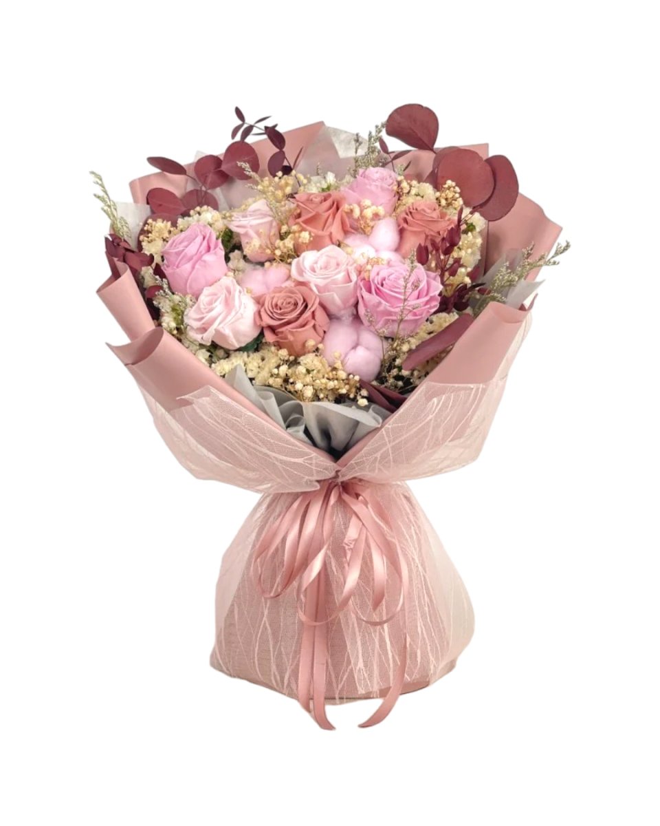 Sakurairo - Pink Preserved Flower Bouquet - Flowers - Grand - Preserved Flowers & Fresh Flower Florist Gift Store