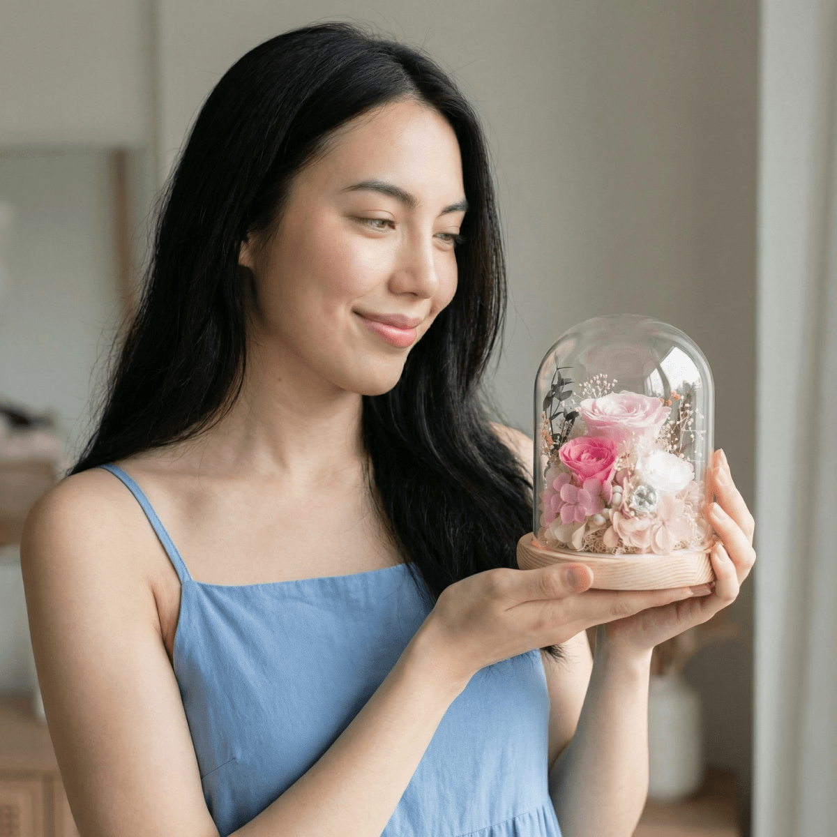 Sora Preserved Flower Dome - Flowers - Cherry Pink - Preserved Flowers & Fresh Flower Florist Gift Store