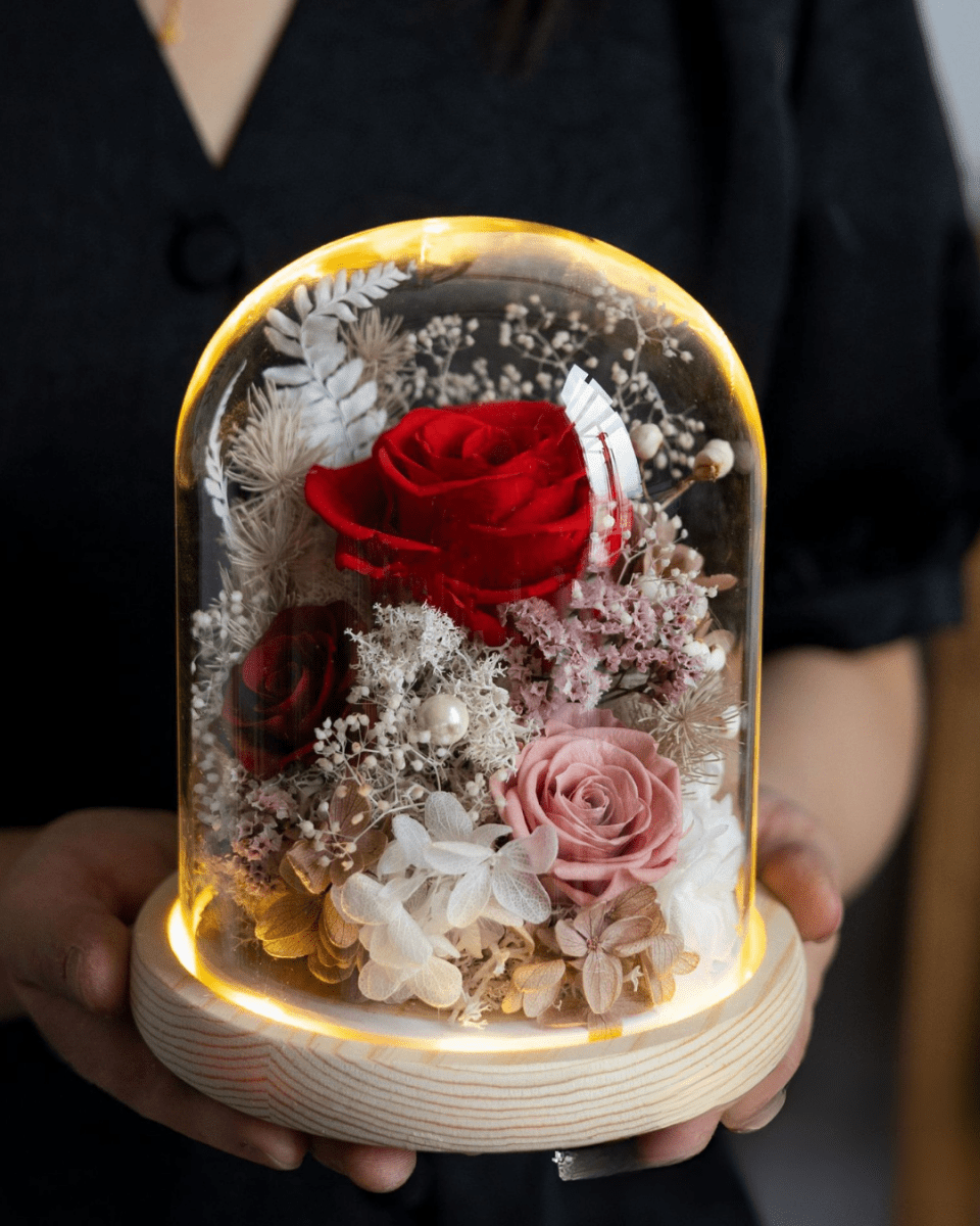 Sora Preserved Flower Dome - Flowers - Red - Preserved Flowers & Fresh Flower Florist Gift Store