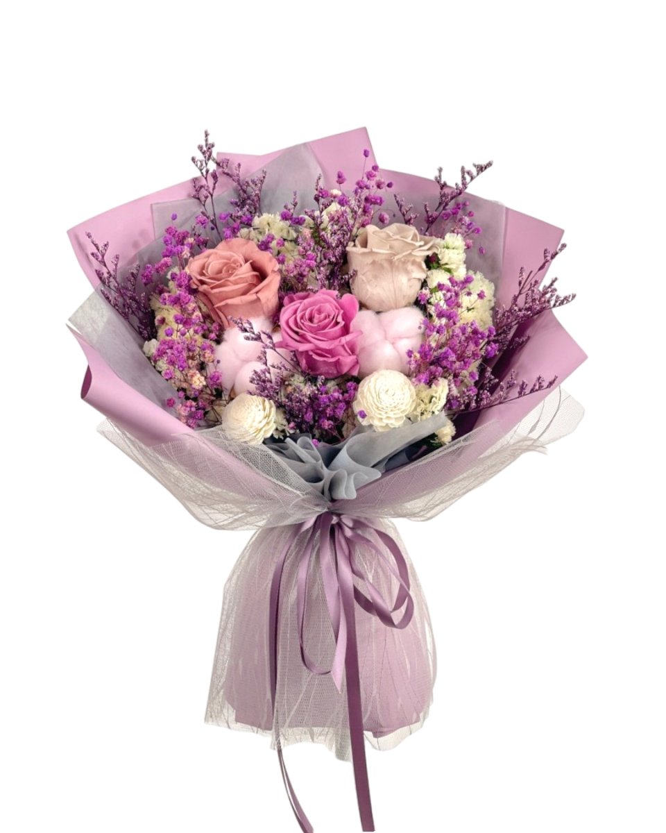 Yukari - Purple Preserved Flower Bouquet - Flowers - Deluxe - Preserved Flowers & Fresh Flower Florist Gift Store