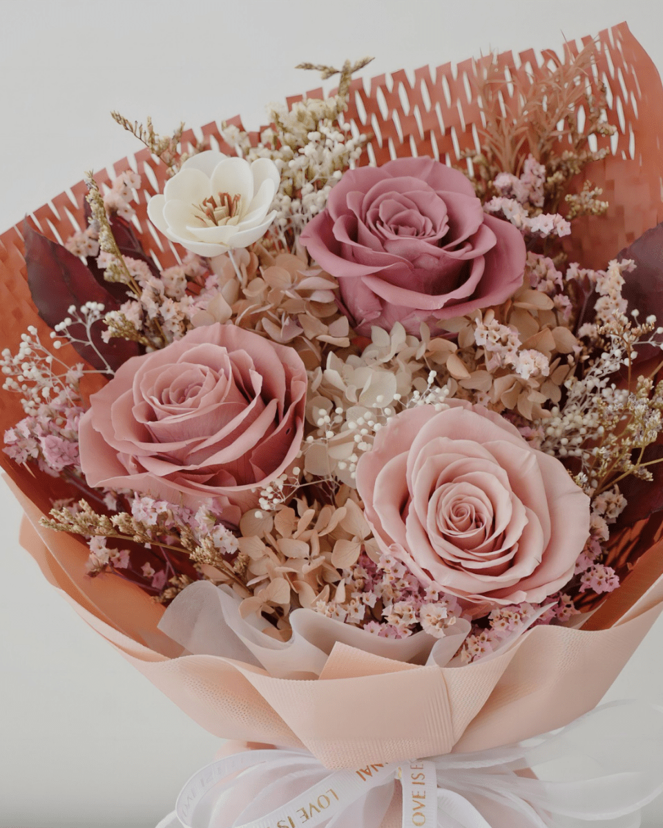 Yume Preserved Flower - Flowers - Champagne - Preserved Flowers & Fresh Flower Florist Gift Store