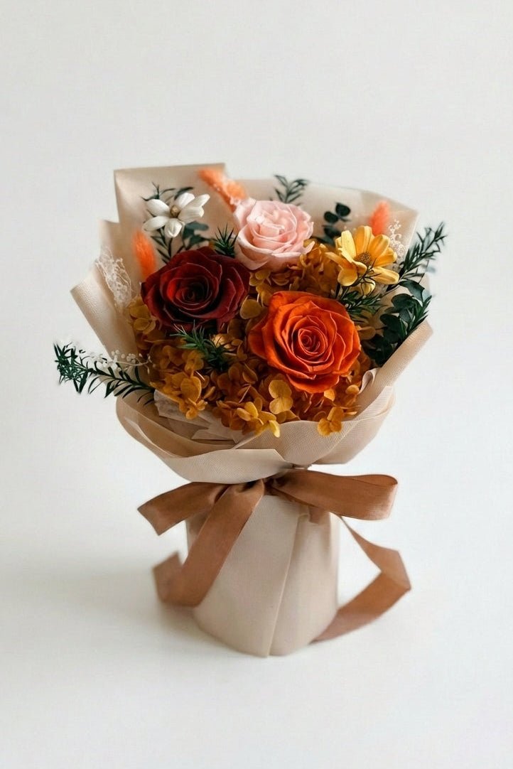 Yuna Preserved Flower Bouquet - Flowers - Orange - Preserved Flowers & Fresh Flower Florist Gift Store