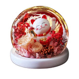 Maneki-Neko 招き猫 Fortune Cat (Champagne - Wealth) - Flower - Preserved Flowers & Fresh Flower Florist Gift Store